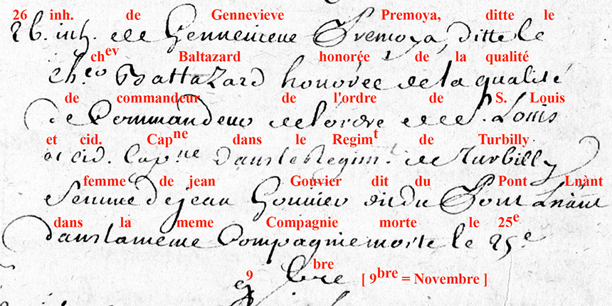Annotated interment record from Saint-Sulpice parish